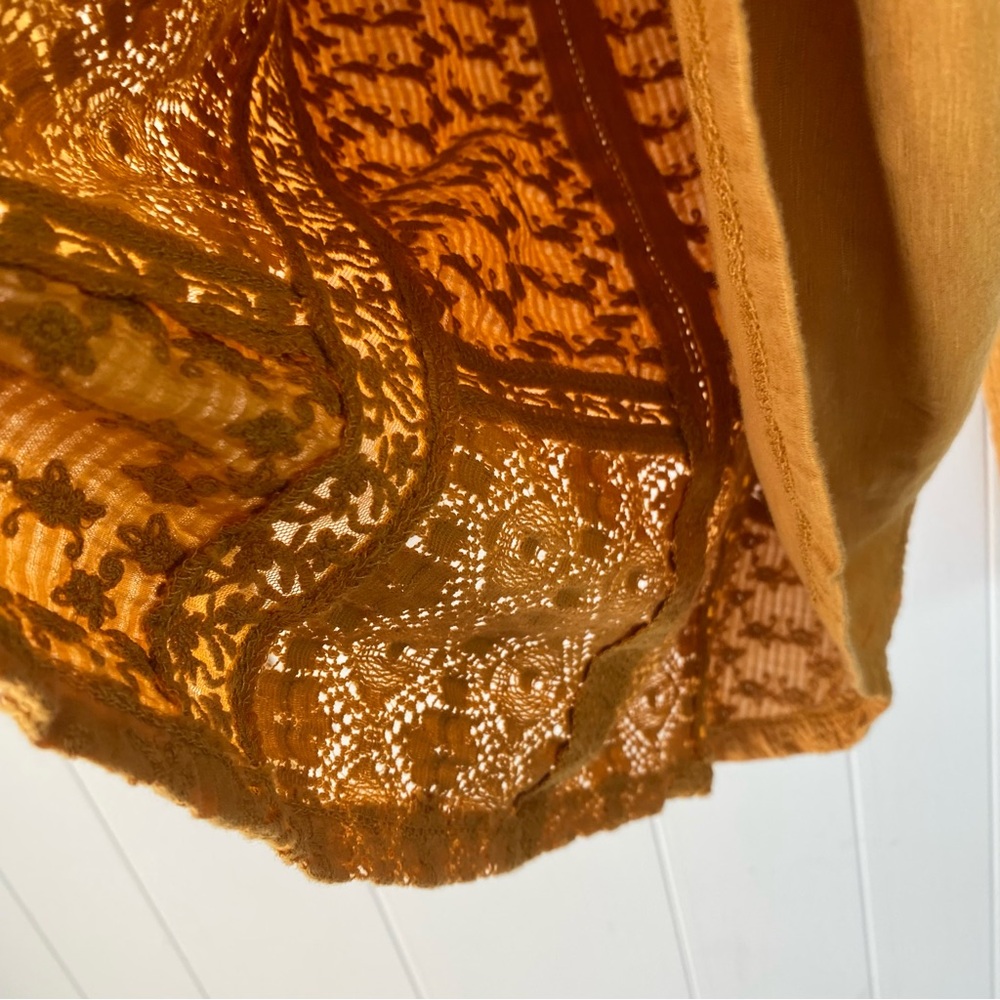 Anthropologie Eze Sur Mer Gold Yellow Piana Eyelet Top 100% Cotton Sz M $78 NWT - Picture 9 of 15